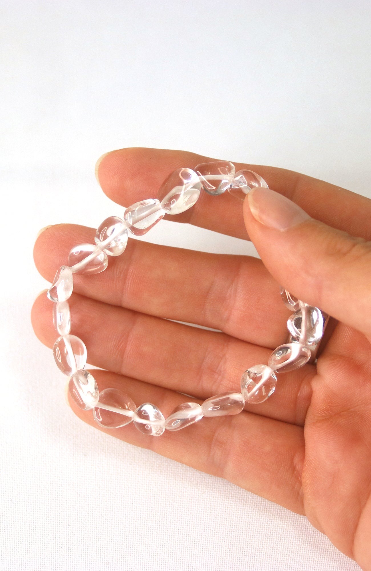 Clear Quartz Nugget Bead 8-10mm Bracelet 468